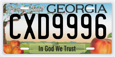 GA license plate CXD9996
