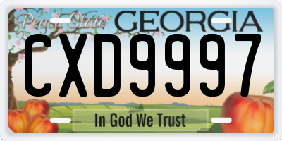 GA license plate CXD9997