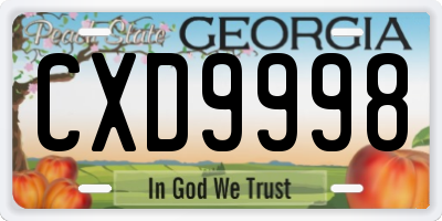 GA license plate CXD9998