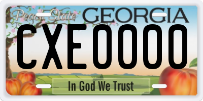 GA license plate CXE0000