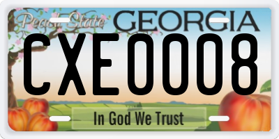 GA license plate CXE0008