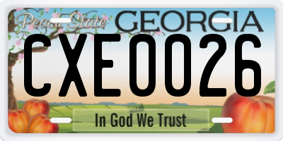 GA license plate CXE0026