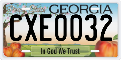 GA license plate CXE0032