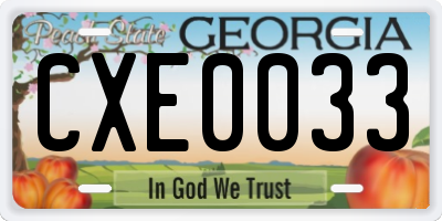 GA license plate CXE0033