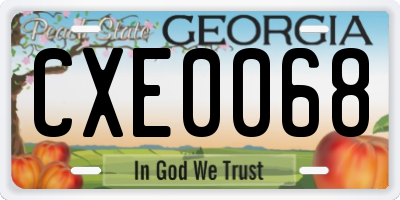 GA license plate CXE0068