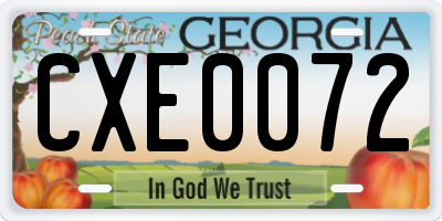GA license plate CXE0072