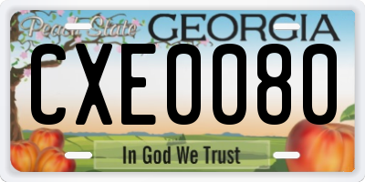 GA license plate CXE0080