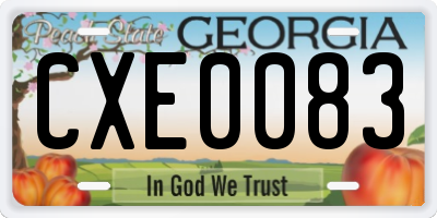 GA license plate CXE0083