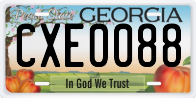 GA license plate CXE0088