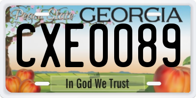 GA license plate CXE0089