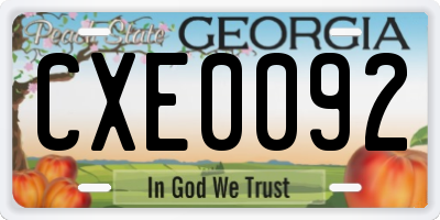 GA license plate CXE0092