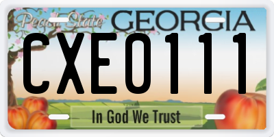 GA license plate CXE0111