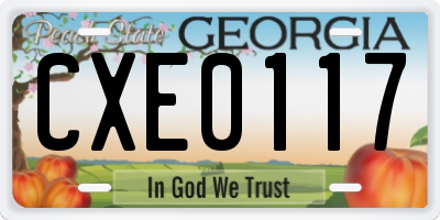 GA license plate CXE0117