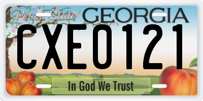 GA license plate CXE0121