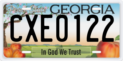 GA license plate CXE0122