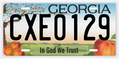 GA license plate CXE0129