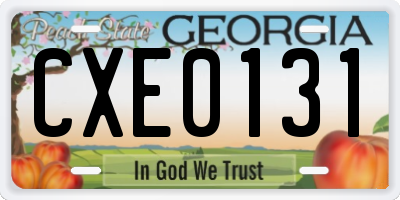 GA license plate CXE0131