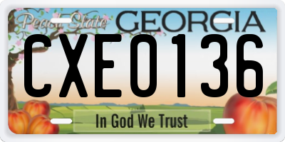 GA license plate CXE0136
