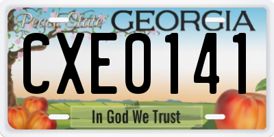 GA license plate CXE0141