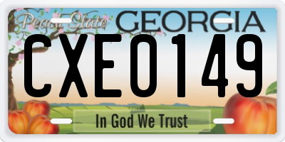 GA license plate CXE0149