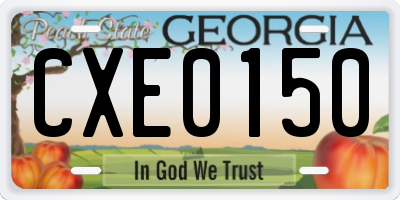 GA license plate CXE0150