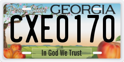 GA license plate CXE0170