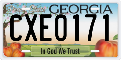 GA license plate CXE0171
