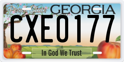 GA license plate CXE0177
