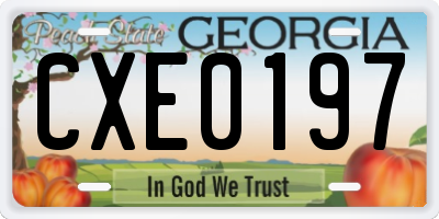 GA license plate CXE0197