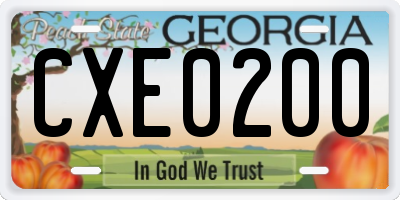 GA license plate CXE0200