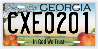 GA license plate CXE0201