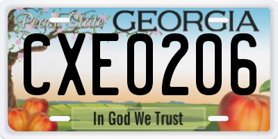 GA license plate CXE0206
