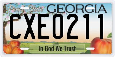 GA license plate CXE0211