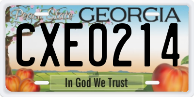 GA license plate CXE0214