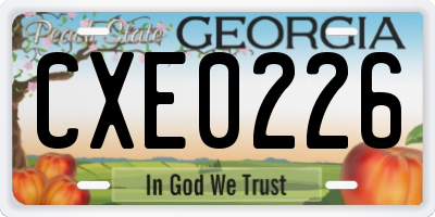 GA license plate CXE0226