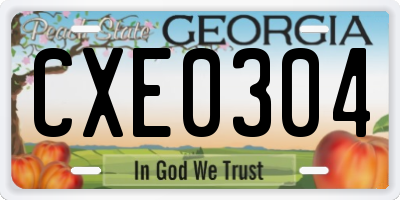 GA license plate CXE0304