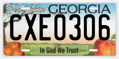GA license plate CXE0306