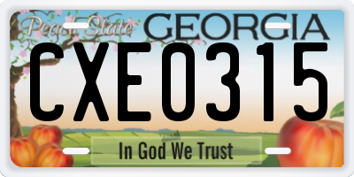 GA license plate CXE0315