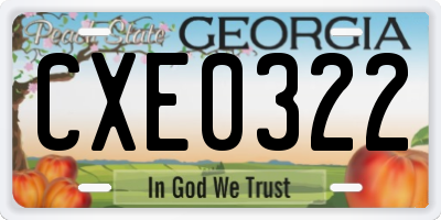 GA license plate CXE0322
