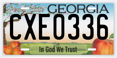 GA license plate CXE0336