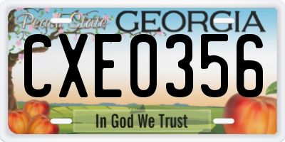 GA license plate CXE0356