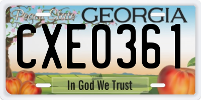 GA license plate CXE0361