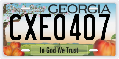 GA license plate CXE0407