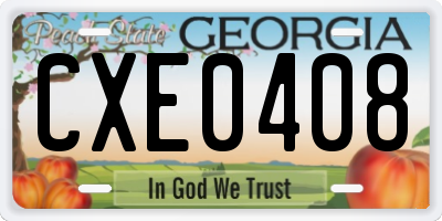 GA license plate CXE0408