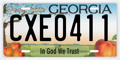 GA license plate CXE0411