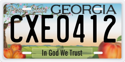 GA license plate CXE0412