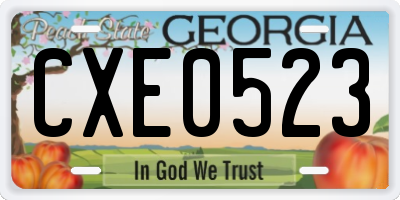 GA license plate CXE0523
