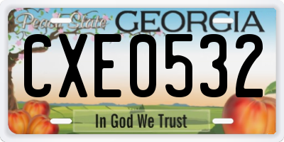 GA license plate CXE0532