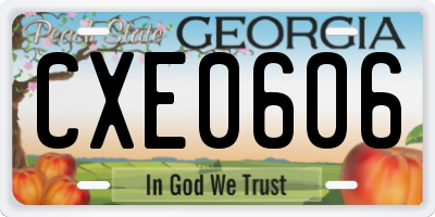 GA license plate CXE0606