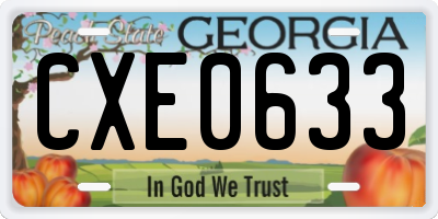 GA license plate CXE0633